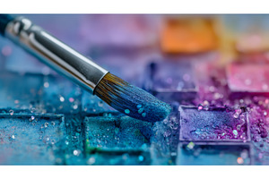 Vibrant watercolor paints and a, an Arts & Entertainment Photo by ZinetroN