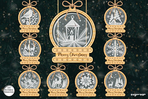 Christmas Snowglobe Ornaments SVG, a Decorative Illustration by svgocean