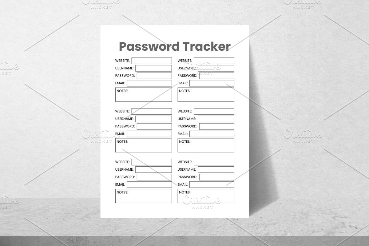 Password Tracker, Password Planner, a Print Template by HillTract (Photo 4 of 5)