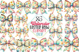 Easter Eggs Coquette Bow Clipart, an Illustration by DreamCafeArt