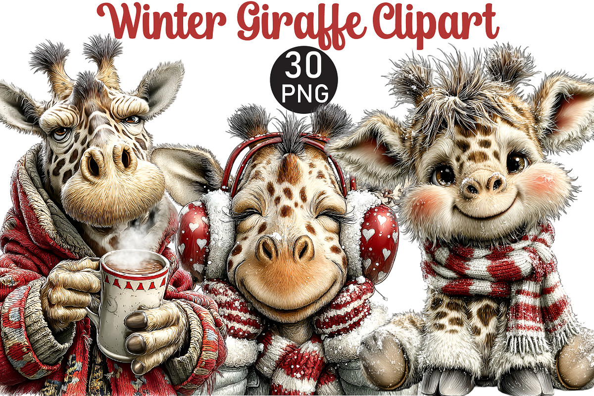 Winter Giraffe Clipart, an Illustration by Black Bird Studio (Photo 1 of 6)