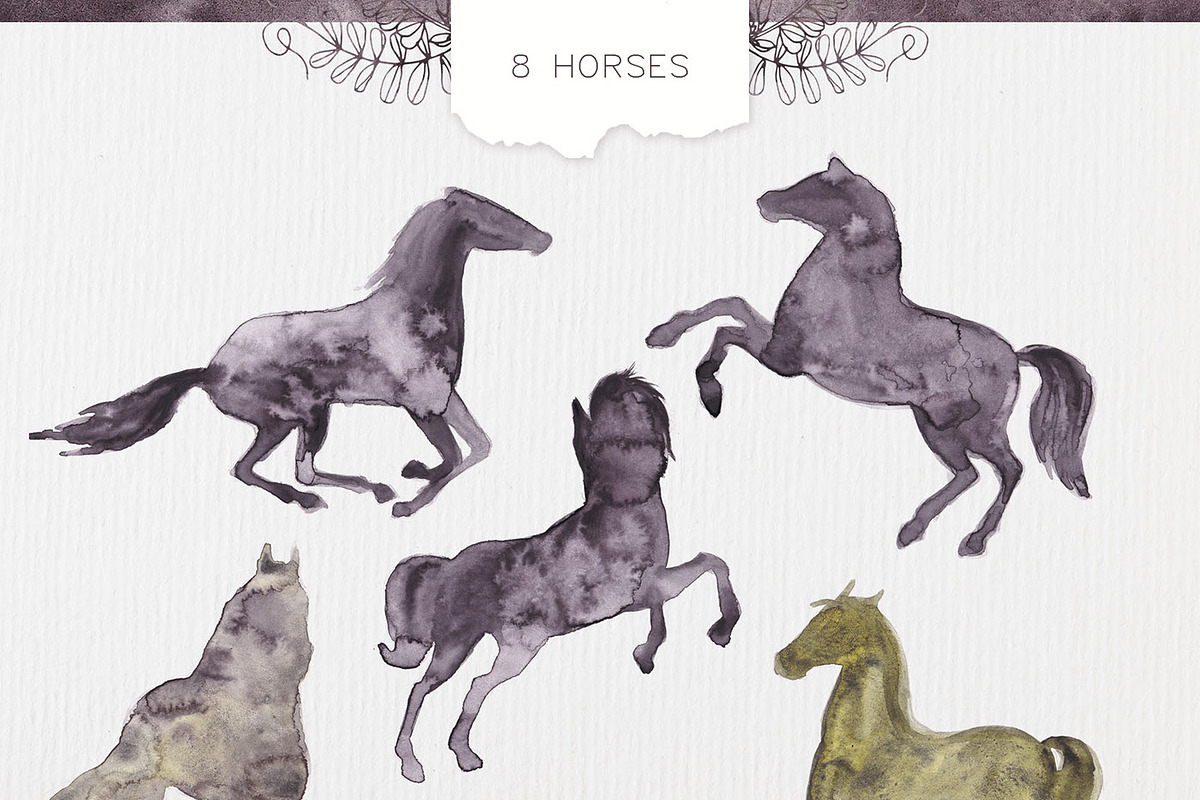 MUSTANG. Nature, herbs and horses., a Decorative Illustration by Elena_Sedova (Photo 3 of 13)