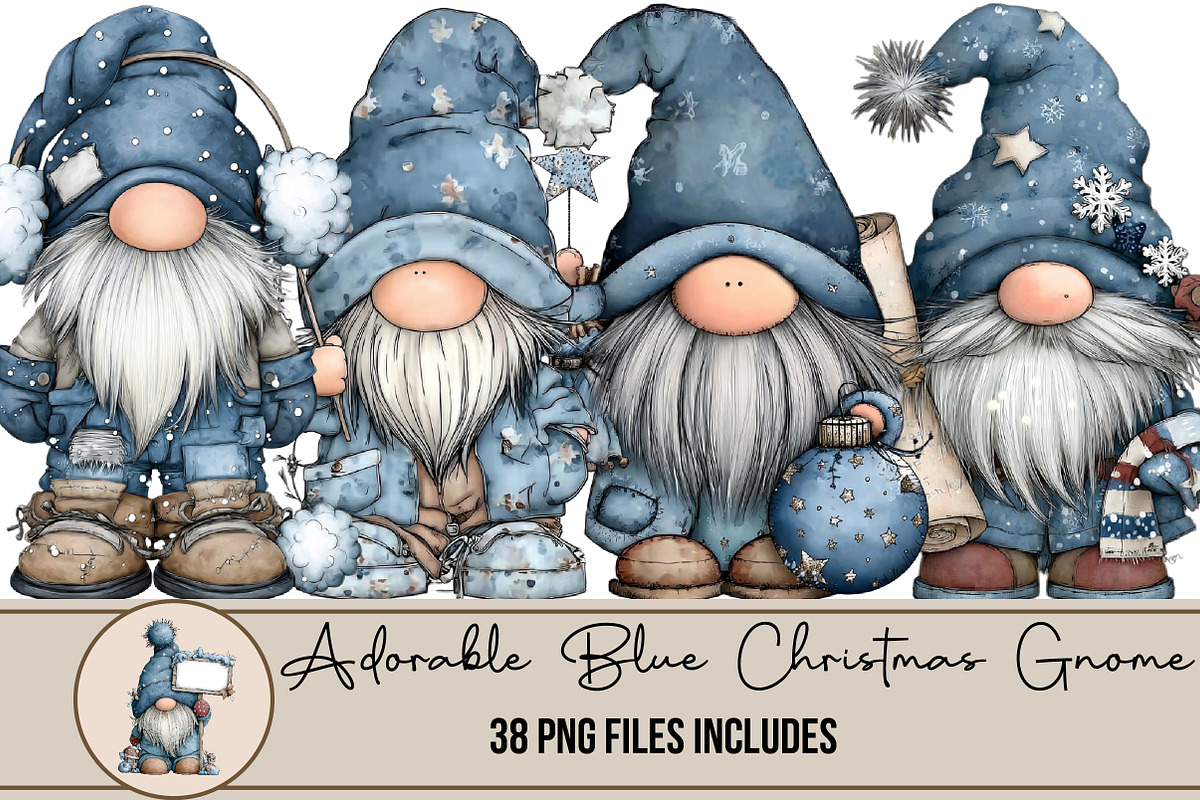 Adorable Blue Christmas Gnome, an Illustration by DreamArtGraphic (Photo 1 of 4)