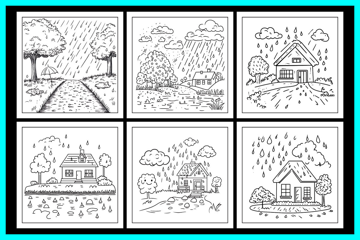 Rainy Weather Coloring Book, an Object Illustration by protabsorkar11 (Photo 4 of 6)