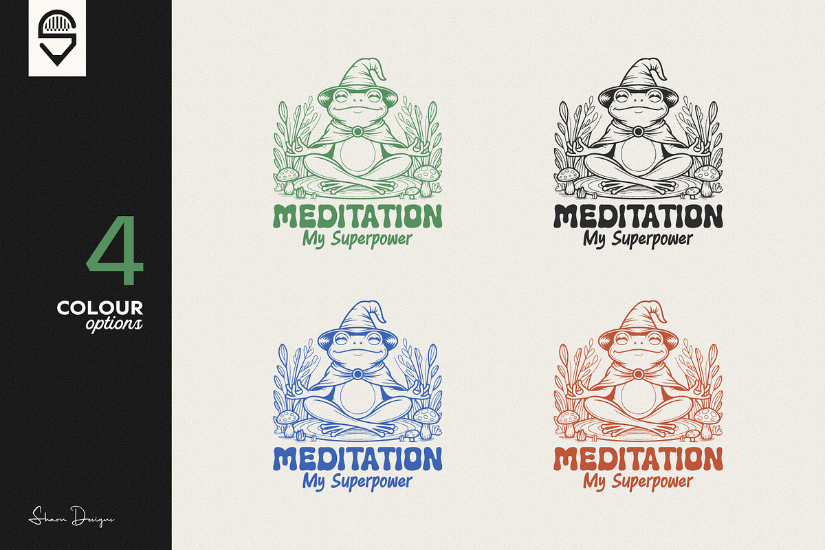 Whimsical Meditating Frog T-shirt, an Animal Illustration by shaondesigns (Photo 2 of 6)