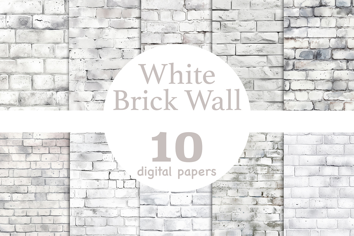 White Brick Digital Paper, a Pattern Graphic by GlamArtZhanna (Photo 1 of 4)