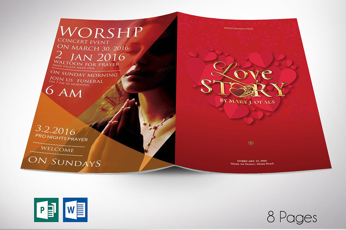 Valentines Love Story Program Word, a Brochure Template by Godserv Designs (Photo 1 of 11)