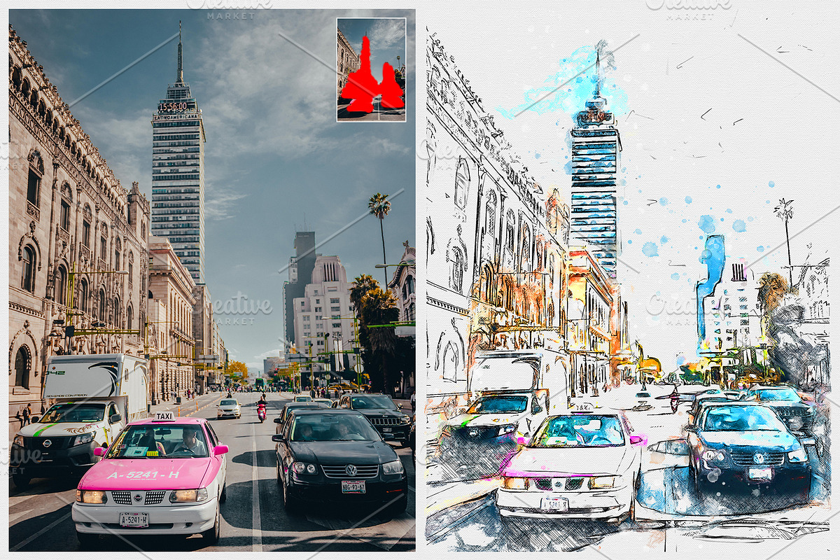 Color Sketch Photoshop Action, an Action Add-On by A R T M A R T (Photo 5 of 9)
