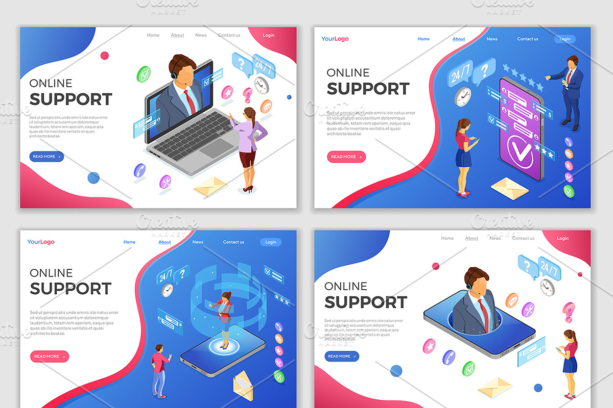 Isometric Online Customer Support, a Person Illustration by TAlex (Photo 6 of 6)