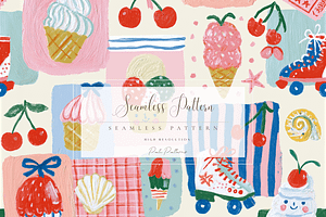 Cute Ice Cream Seamless Pattern, a Pattern Graphic by Pati Charm Studio