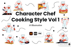 Character Chef Cooking Style Vol 1, an Object Graphic by SLAB! Design