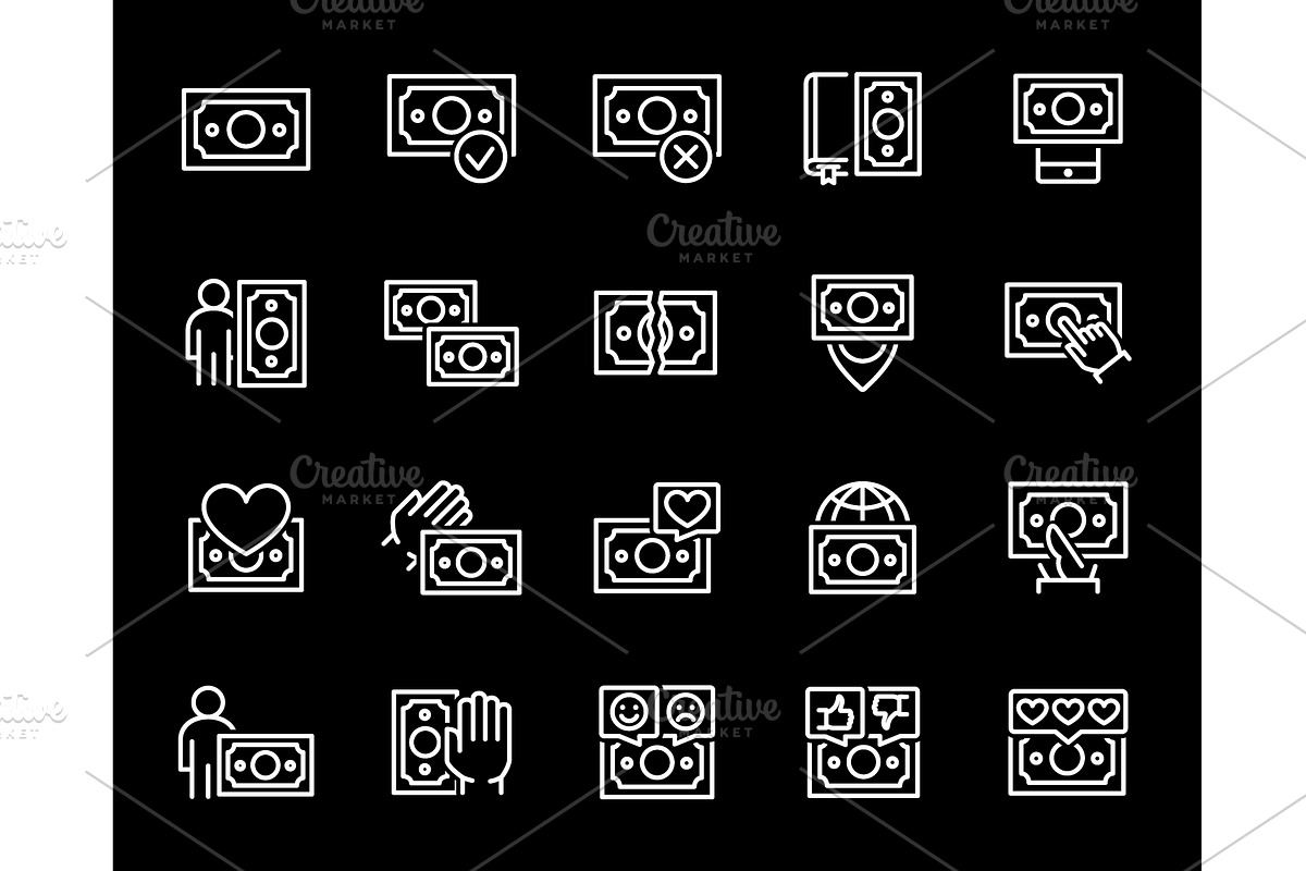 Money set line icon. Online payment, an Object Illustration by GraphiShop