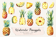 Watercolor Pineapples, a Food Illustration by PeDe Designs (Thumbnail 2 of 5)