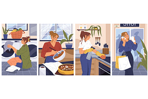 Home or house routine. Vector daily, a Person Illustration by Elegant Solution