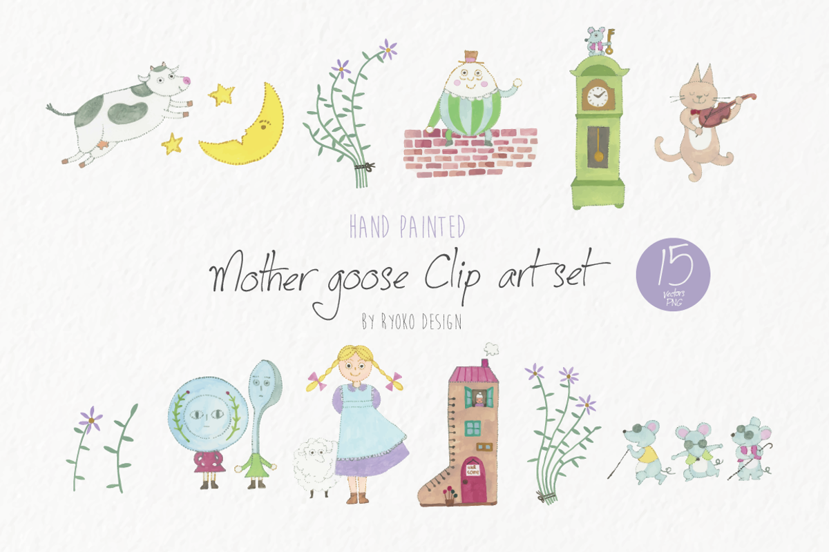 Mother goose nursery rhyme clipart, an Illustration by Eomoiart (Photo 1 of 4)