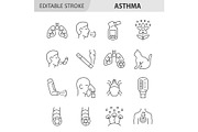 Asthma line icon set, an Outline Icon by ElineDesign (Thumbnail 1 of 3)