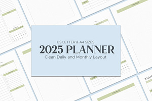 2025 Clean Daily and Monthy Planner, a Stationery Template by Oshin Design