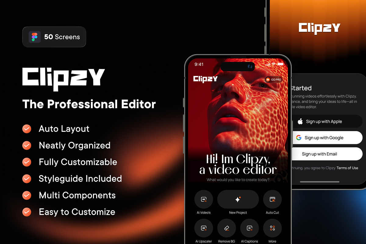 Clipzy - The Professional Editor, an UI Kit Template by SyalUIUX (Photo 1 of 7)