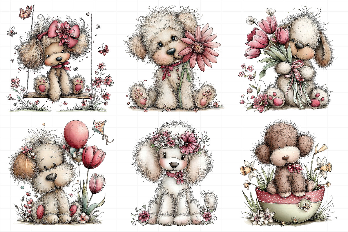 Whimsical Spring Poodle Clipart, an Illustration by Daily.Designs (Photo 6 of 6)