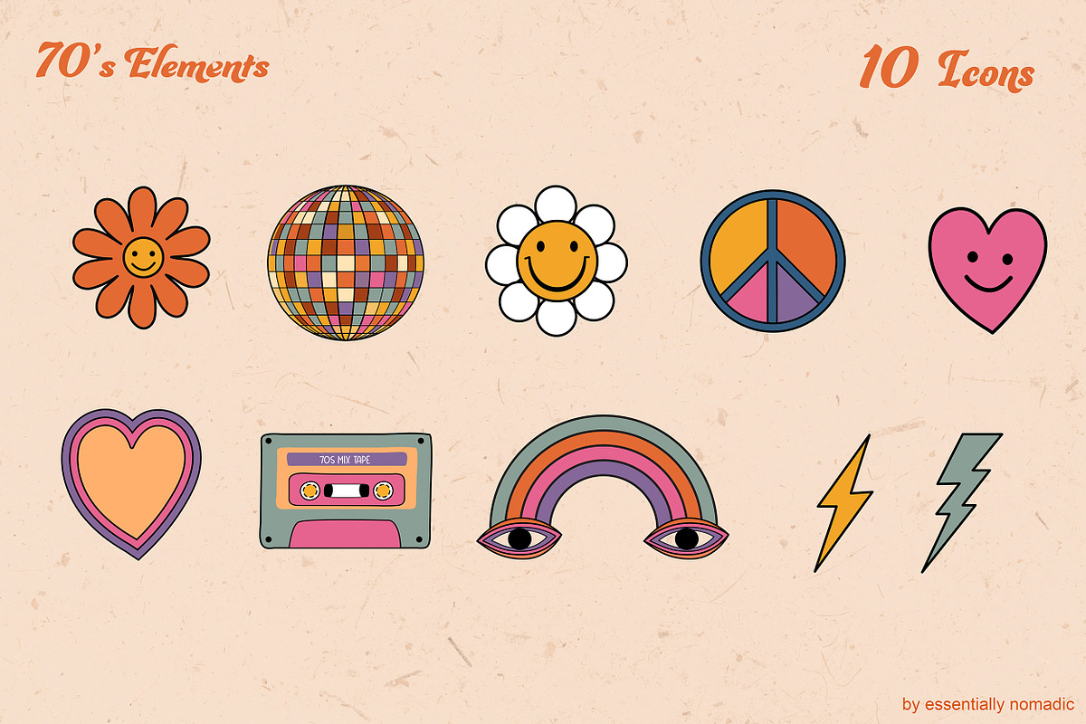 Retro Revival 70s Graphic Collection, a Pattern Graphic by Essentially Nomadic (Photo 5 of 16)