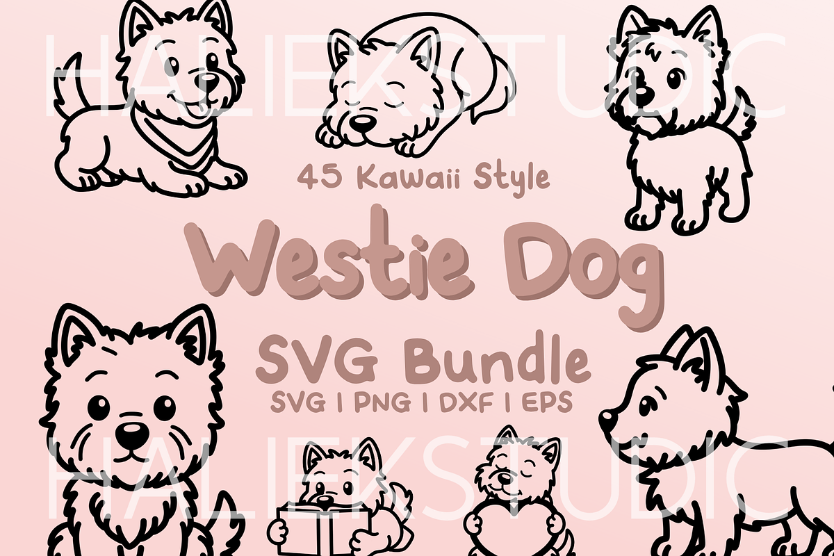 45 Westie Dogs SVG Illustrations, an Animal Illustration by HalieKStudio (Photo 1 of 9)
