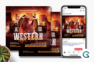 Western Party Flyer, a Flyer Template by Geelator Studio