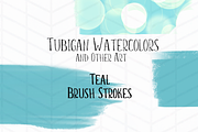 12 Brush Strokes - 6 Teal and 6 Rose, a Texture Illustration by Tubigan Art (Thumbnail 4 of 7)