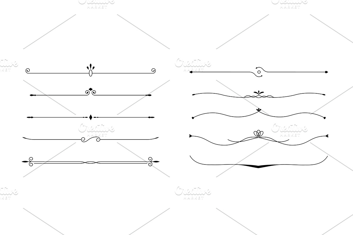 Vintage line border with curls for, an Illustration by skripnikbb