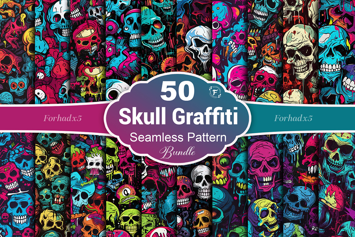 Skull Graffiti Seamless Pattern, a Pattern Graphic by Forhadx5 (Photo 1 of 7)