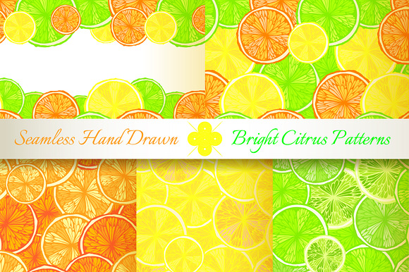 5 Juicy Citrus Seamless Patterns