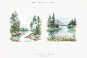 Pine Trees & Lake, a Decorative Illustration by PeDe Designs (Thumbnail 5 of 12)