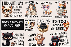 Funny Cat Sarcastic Sassy Bundle Png, an Illustration by Designworld