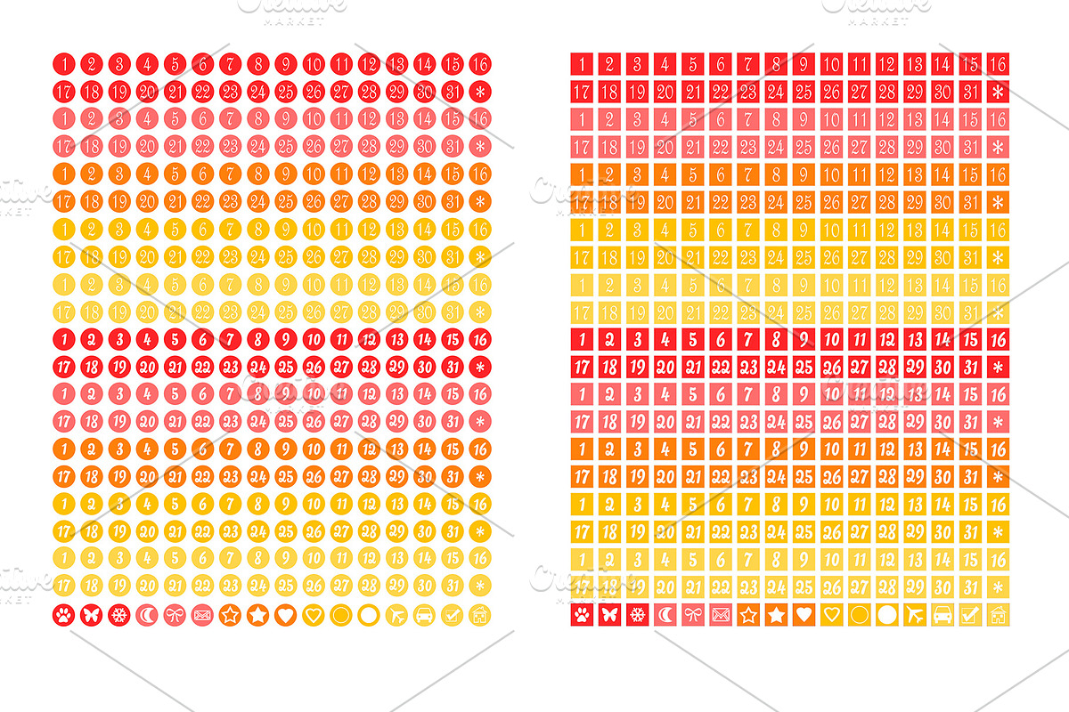 Date Number Planner Stickers, an Illustration by DigitalDesignAI (Photo 6 of 8)