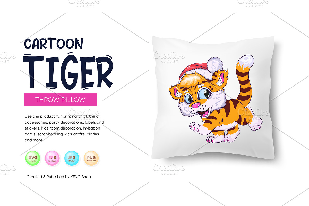 Cute Cartoon Tiger., an Animal Illustration by KENO Mascots (Photo 8 of 9)