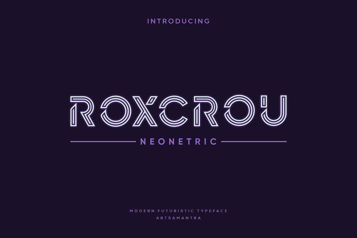 Roxcrou - Futuristic Typeface, a Serif Font by garismantra (Photo 1 of 4)