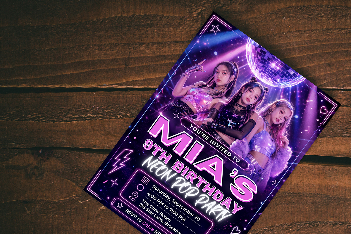 Neon Pop Girls Dance Party Invite, an Invitation Template by heynomi (Photo 9 of 19)