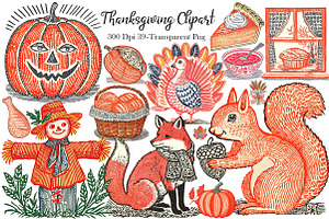 Hand Drawn Thanksgiving Clipart PNG, an Illustration by Dream Creation