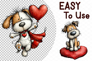 Whimsical Valentine Dog Clipart, an Illustration by cherrydesign (Thumbnail 4 of 4)