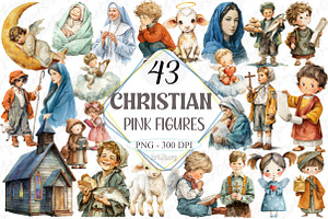 Cute Pink Christian Figures Clipart, a Graphic by designcity5