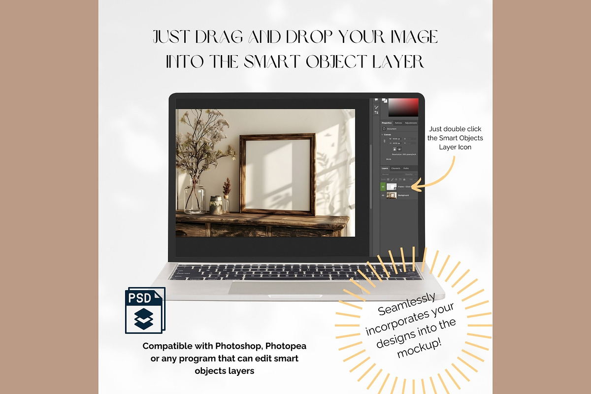 Rustic 1:1 Frame Mockup FR-RU-002, a Household Mockup by Callistemon Creative (Photo 8 of 8)