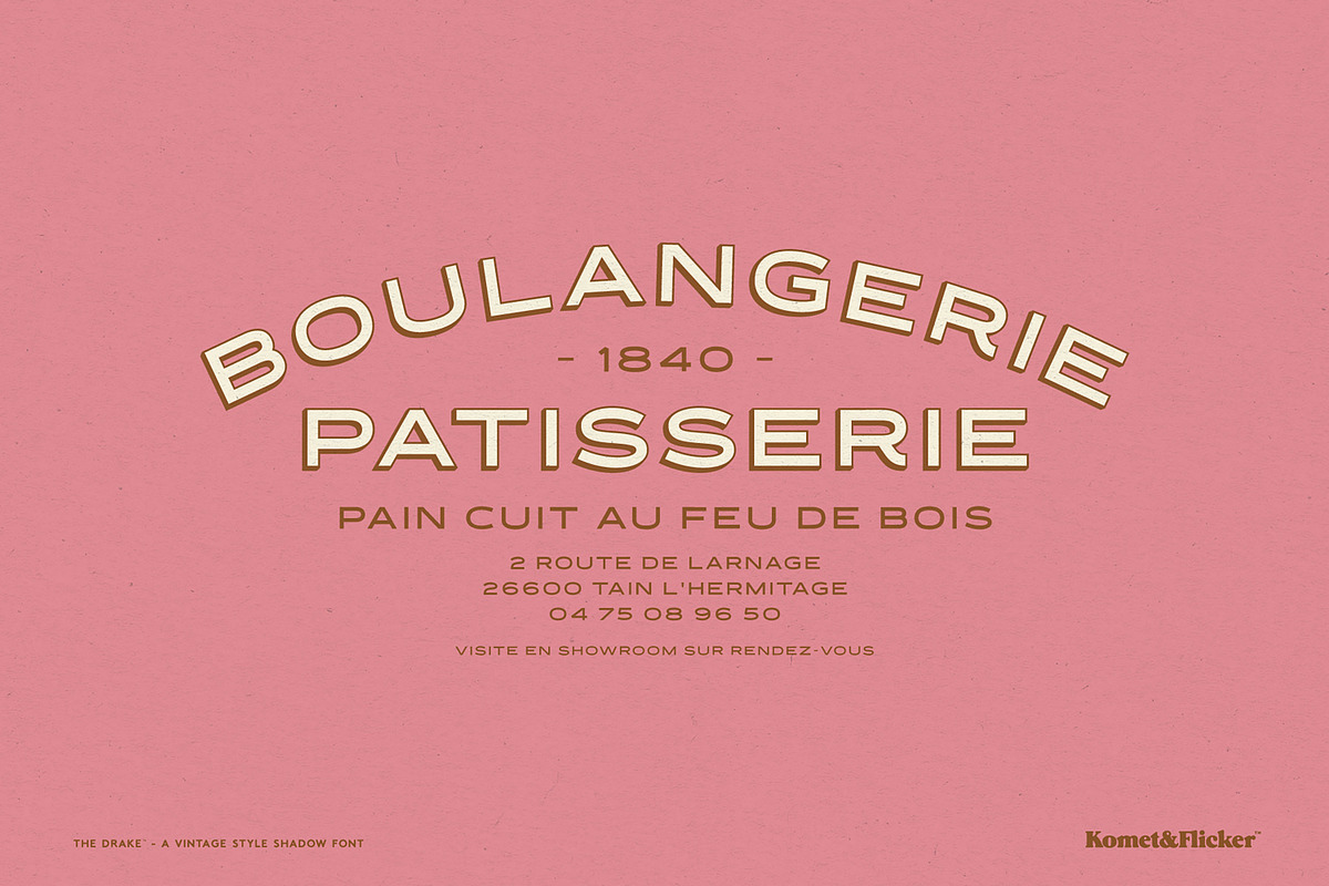 The Drake - A Vintage Shadow Font, a Sans Serif Font by Komet & Flicker (Photo 2 of 14)