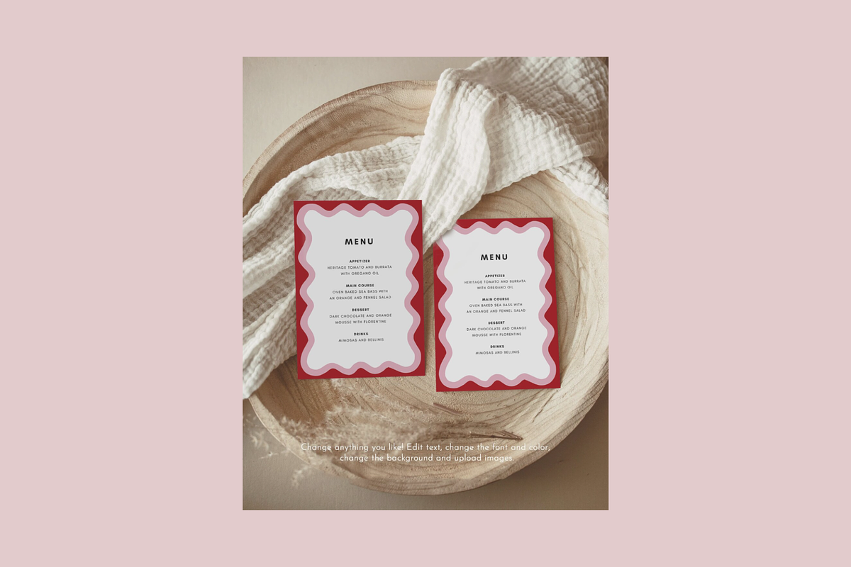 Pink Waves Menu Template, a Stationery Template by ForeverPrint (Photo 9 of 12)