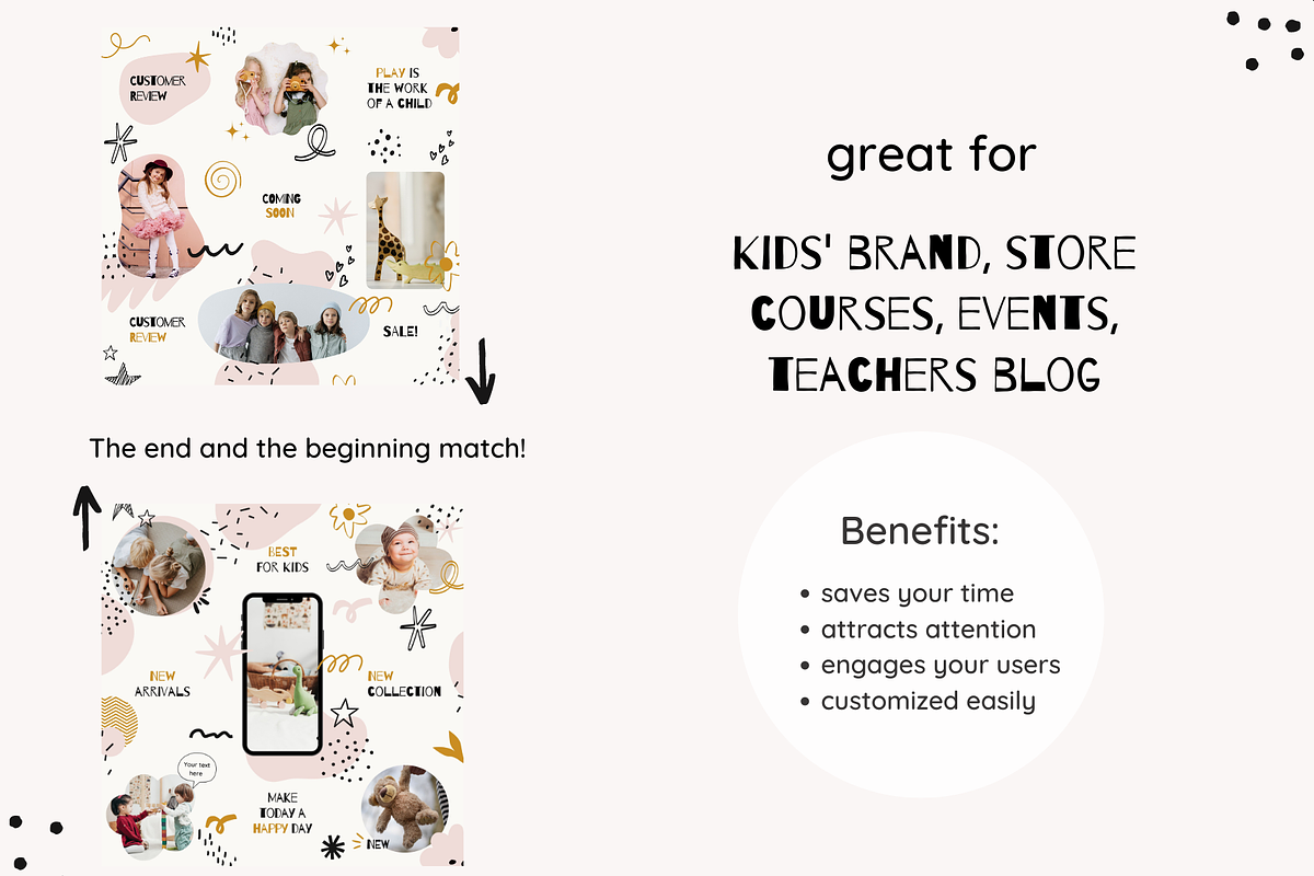Kids Instagram Puzzle Template Canva, a Social Media Template by Yaaas Design (Photo 2 of 8)