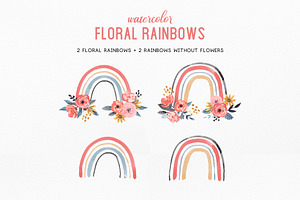 Watercolor Floral Rainbows