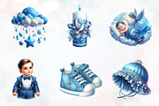 Baby Boy Baptism Watercolor Clipart', an Illustration by RobertsArt (Thumbnail 2 of 7)