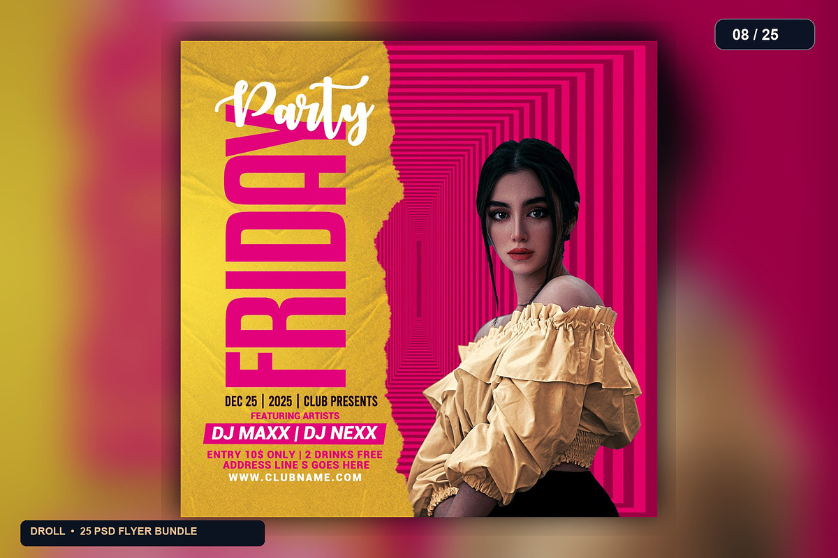 25 Nightclub Party Flyer PSD Bundle, a Flyer Template by Flyer Arts (Photo 11 of 29)