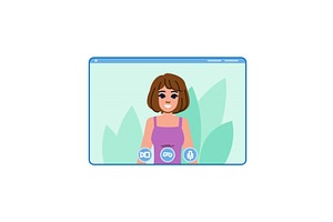 Woman having video conference call, a Technology Illustration by pikepicture