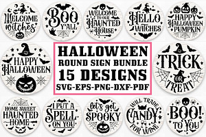 Halloween Round Sign SVG Bundle, a Graphic by Designer302