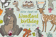 Woodland birthday vector clipart, an Object Graphic by Trinibis (Thumbnail 1 of 4)