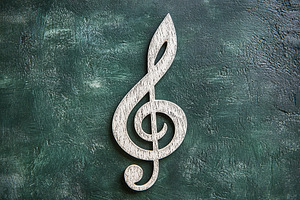Music treble clef on green background, an Arts & Entertainment Photo by AlyaAnd